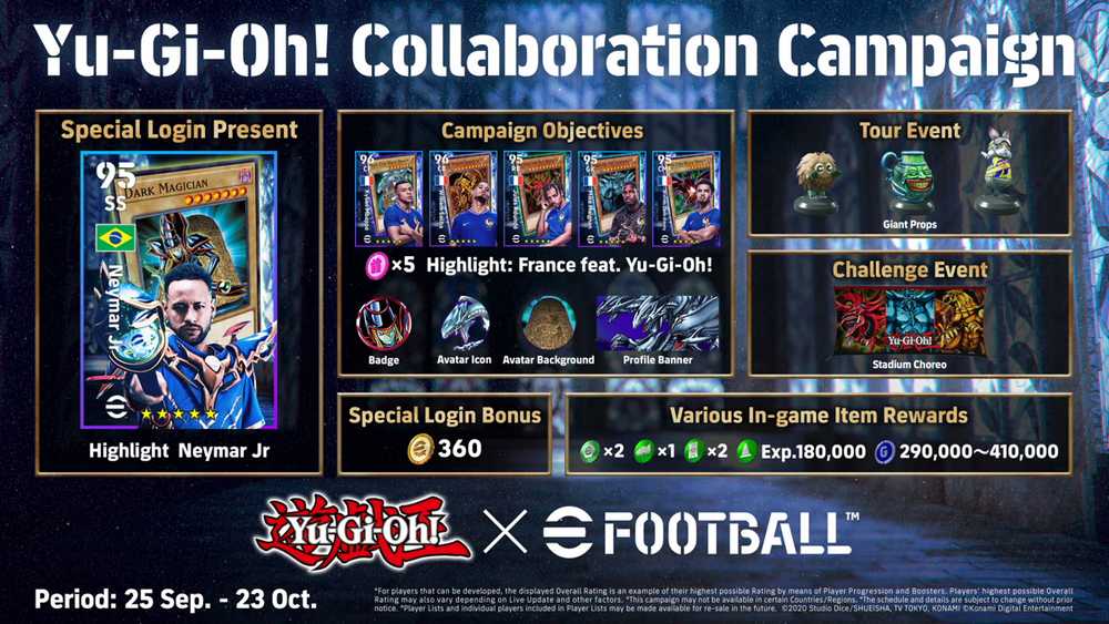 Récompenses du crossover entre Yu Gi Oh et eFootball